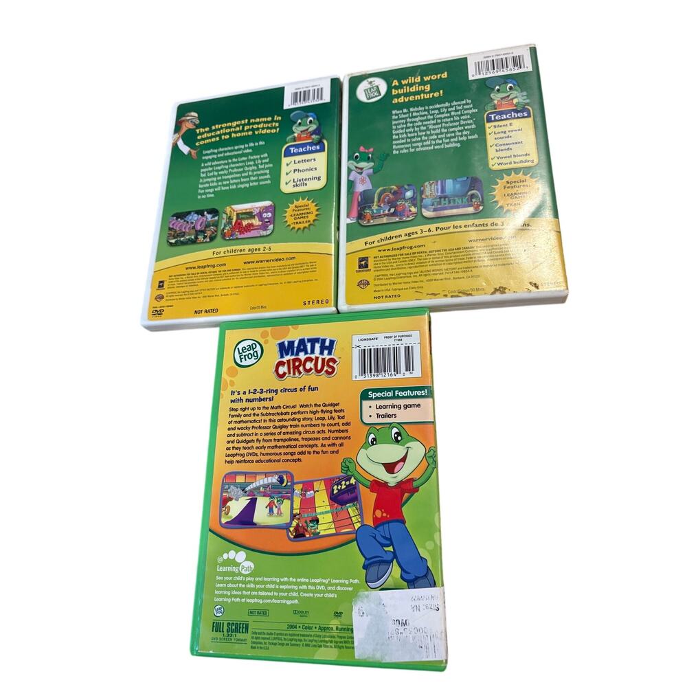 LeapFrog DVD Lot Letter Factory Code Word Caper Math Circus Learning Path - Picture 3 of 3